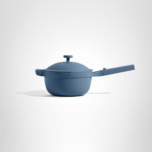 Easy-clean ceramic surface on the Our Place Mini Perfect Pot after use.