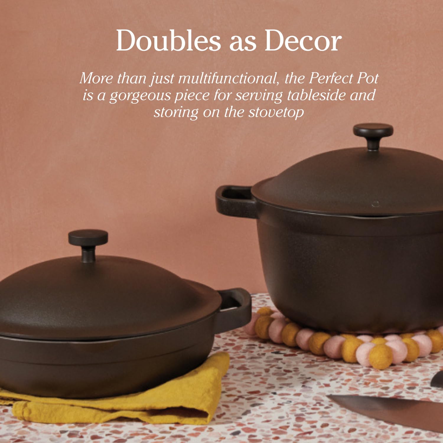 Our Place Mini Perfect Pot oven-safe up to 450°F for finished dishes.