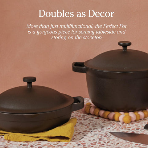 Our Place Mini Perfect Pot oven-safe up to 450°F for finished dishes.