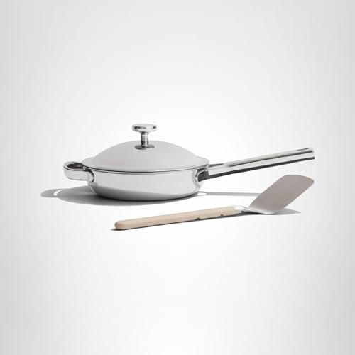Our Place Mini Titanium Always Pan Pro chrome finish, durable professional-grade cookware appearance.