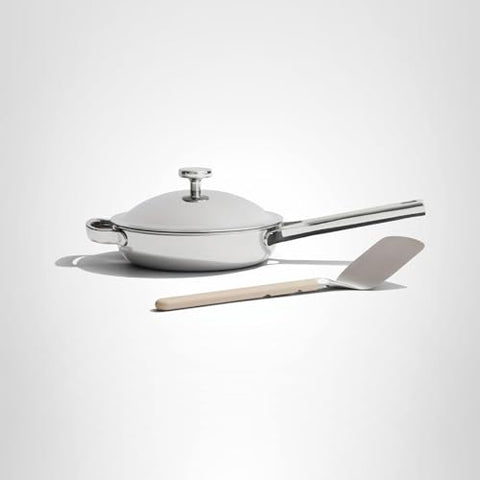 Our Place Mini Titanium Always Pan Pro chrome finish, durable professional-grade cookware appearance.