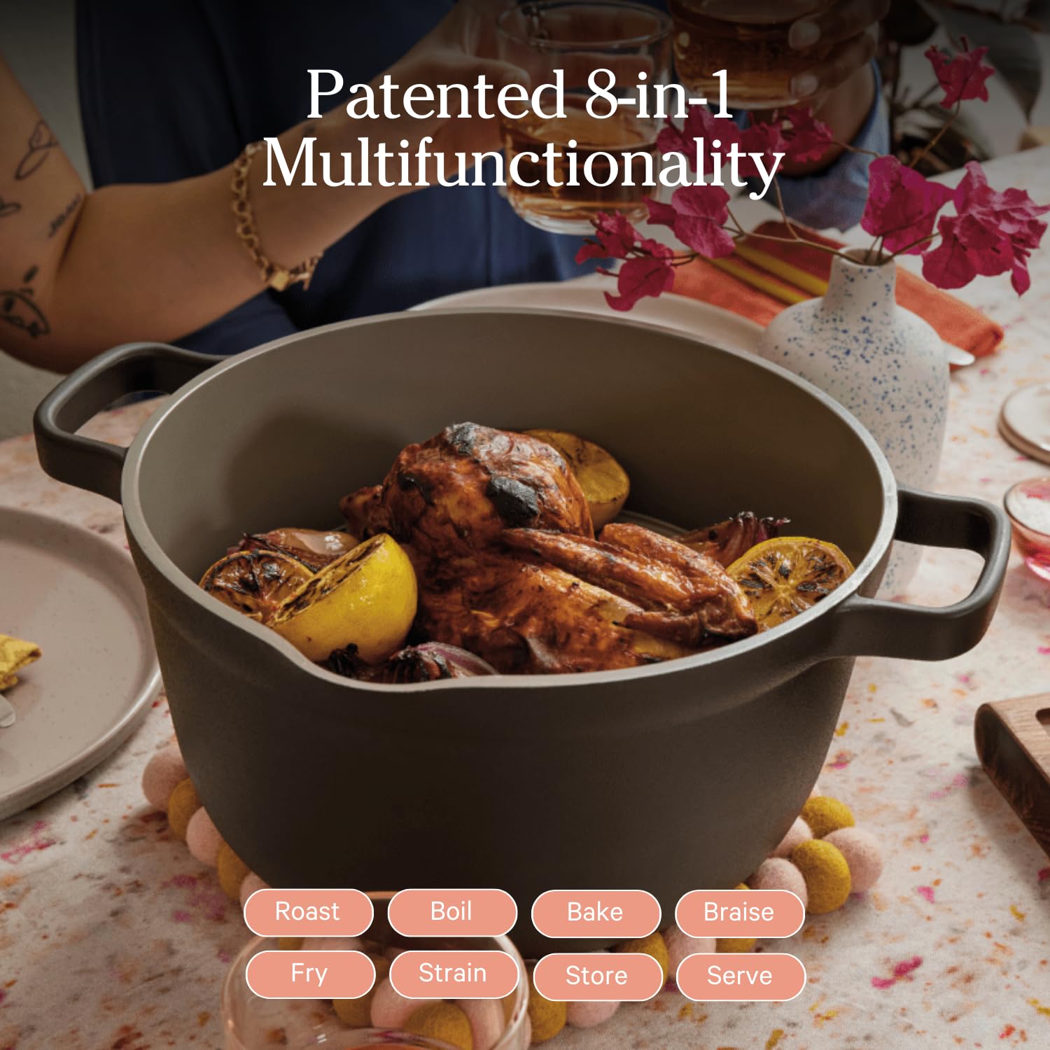 Our Place Perfect Pot 5.5 qt capacity ideal for family-sized dinners.