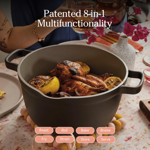 Our Place Perfect Pot 5.5 qt capacity ideal for family-sized dinners.