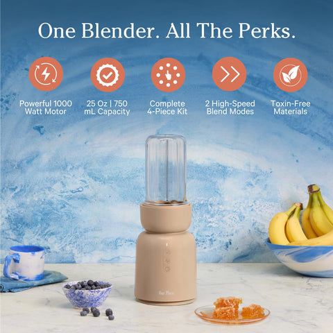 Our Place Splendor Blender ultra-sharp blades create silky textures.