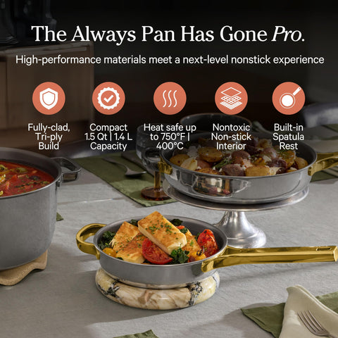 Our Place Titanium Always Pan Pro in the oven up to 750°F for versatile cooking.