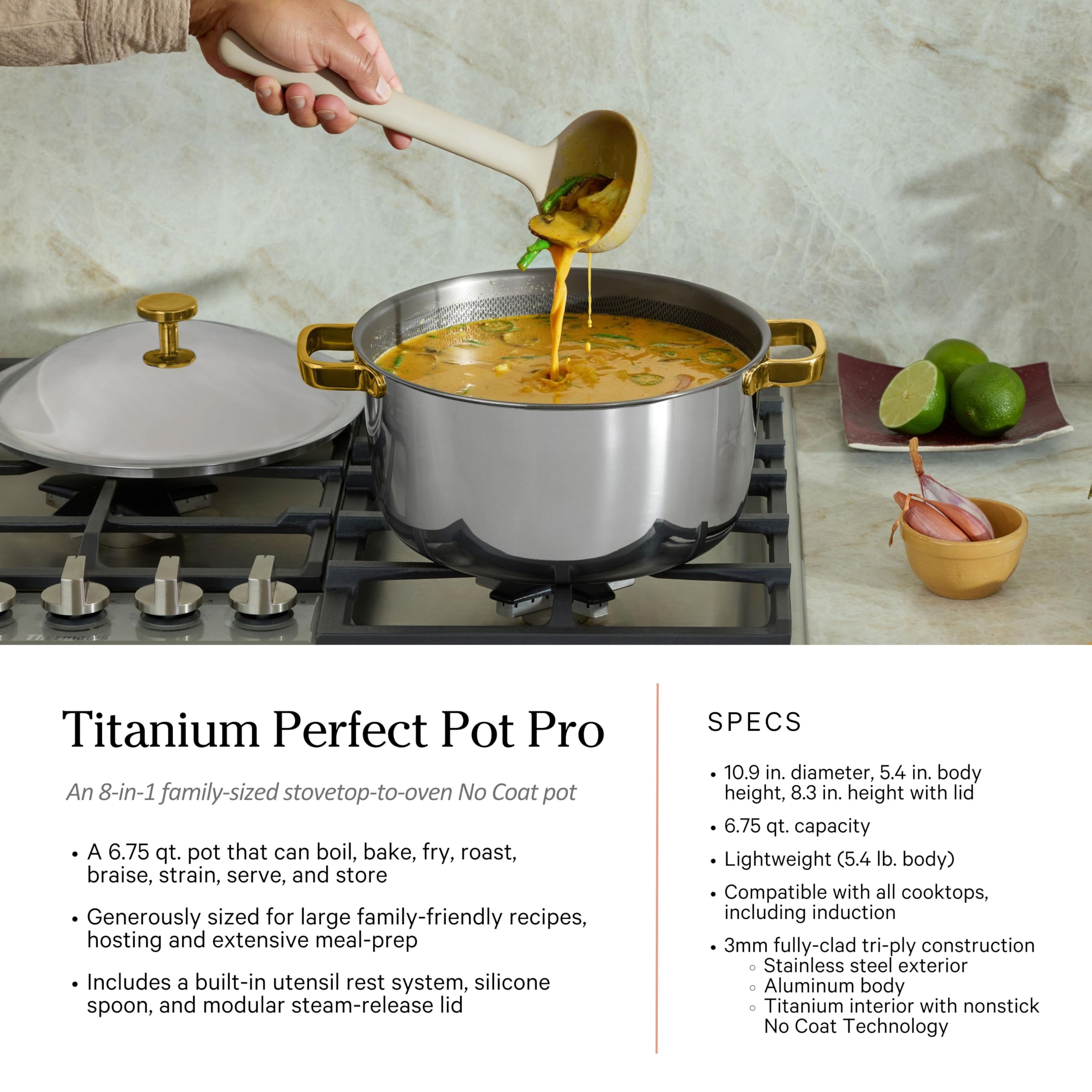 Our Place Titanium Pro Deep Pot, versatile pot for sauces and stews.