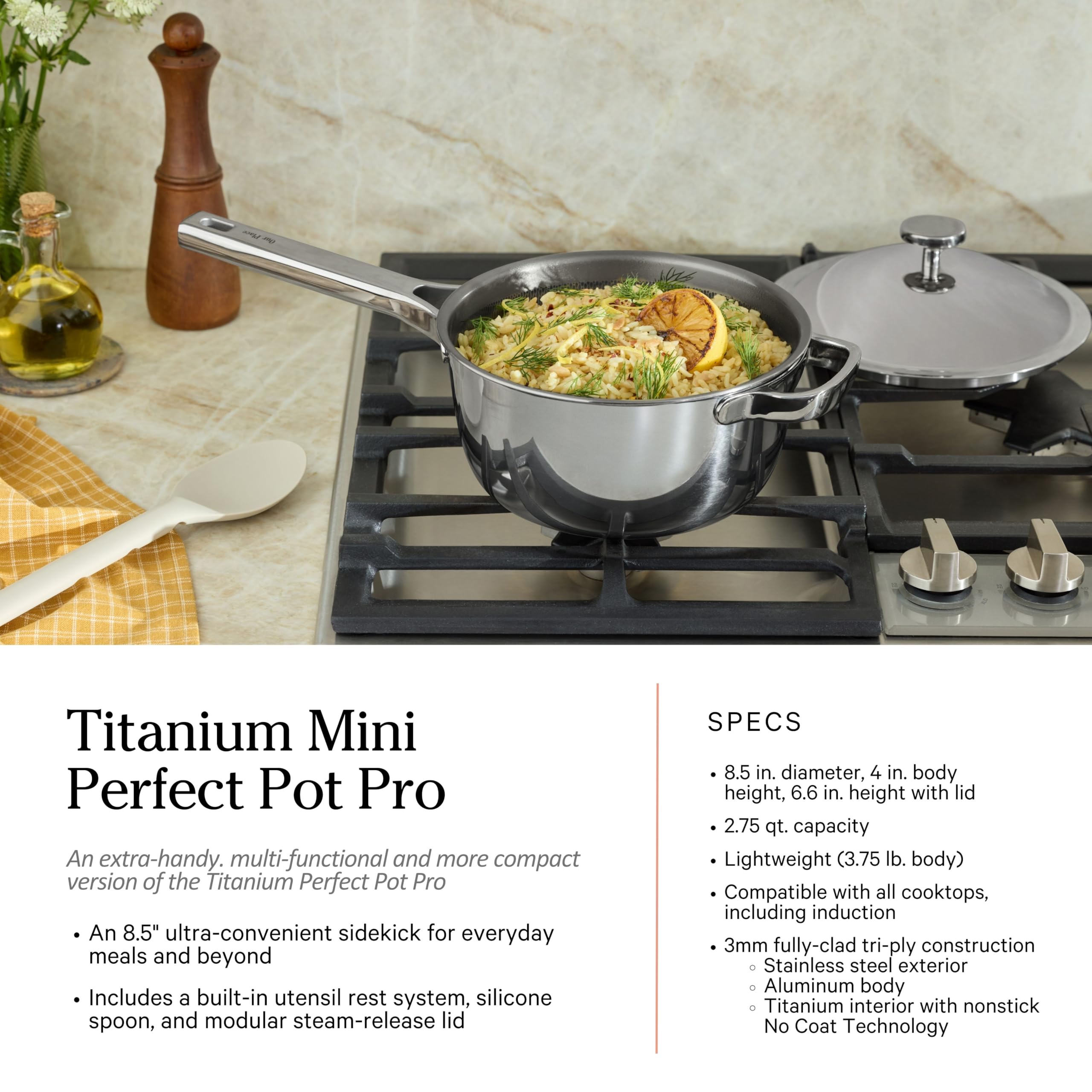 Our Place oven-safe up to 1000°F supports high-heat finishes.