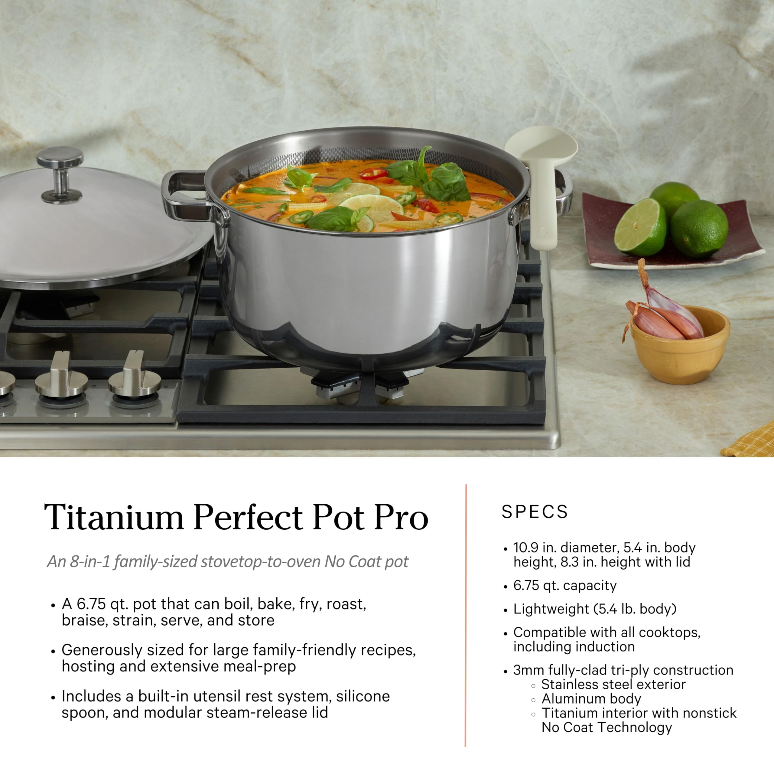 Our Place titanium sauce pot demonstrates versatile cooking for sauces and grains.