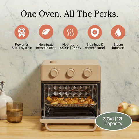 Our Place Wonder Oven interior with two levels for meals serving 2–4.