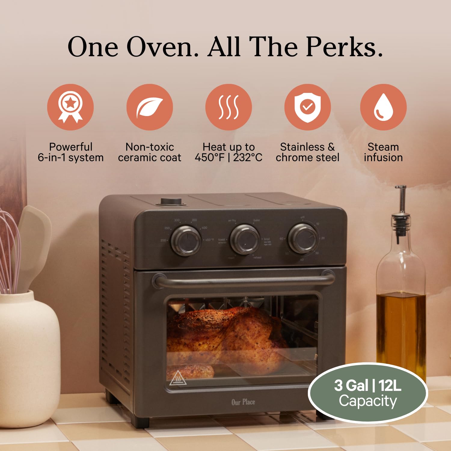 Our Place Wonder Oven demonstrates rapid heat for quick weeknight meals.