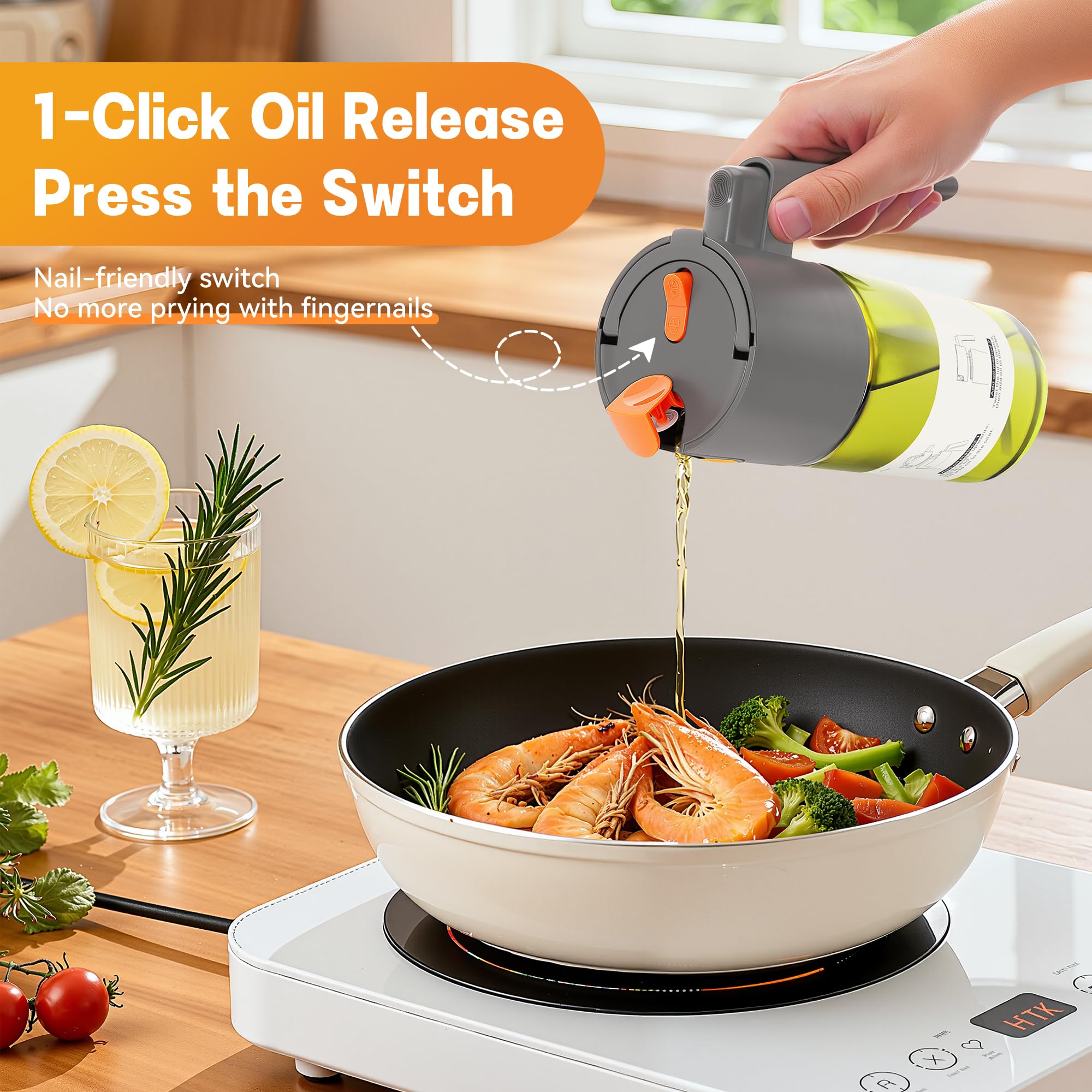 OURCABECUE press-button handle integration enhances ease of cleaning and handling.