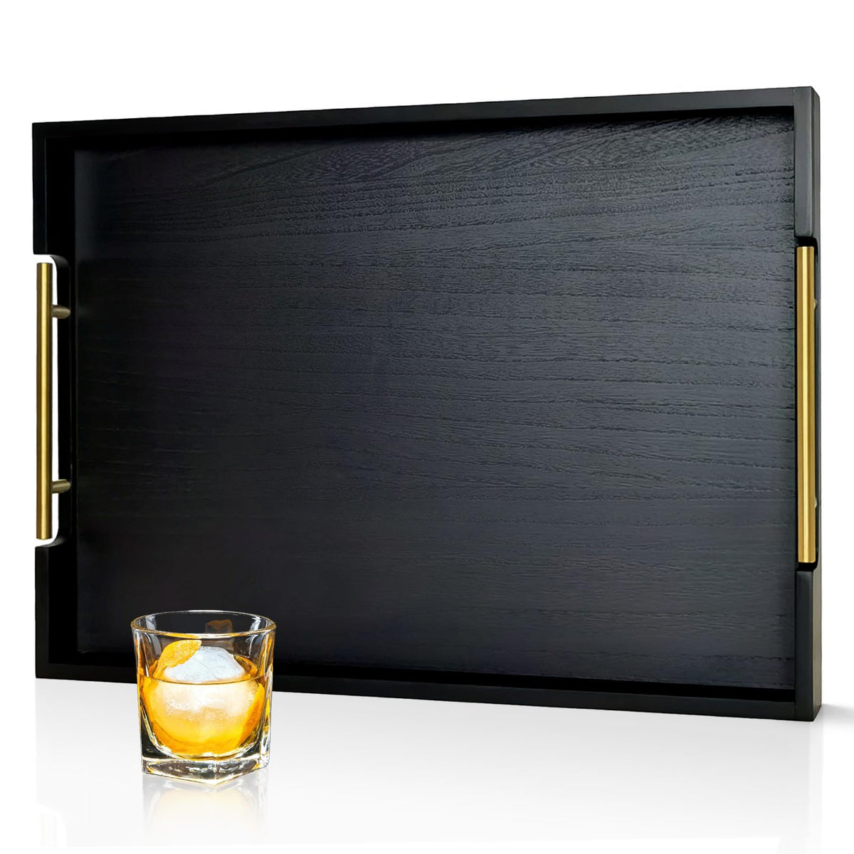 OurMiao 22-inch ottoman tray with gold handles for stylish serving