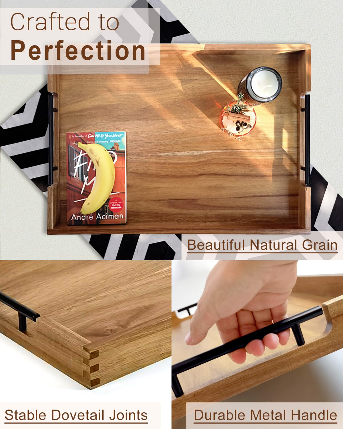 OurMiao durable wood tray with a smooth, easy-clean finish.