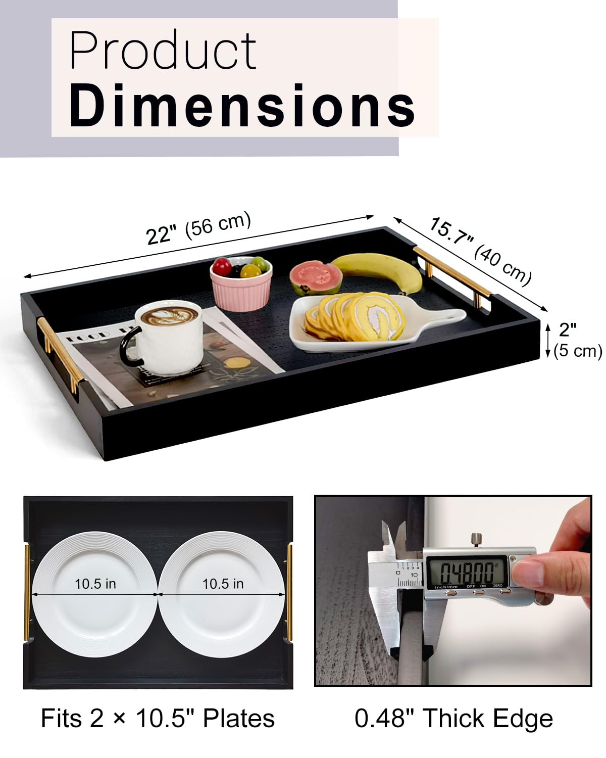 OurMiao extra-large wooden serving tray ideal for gatherings