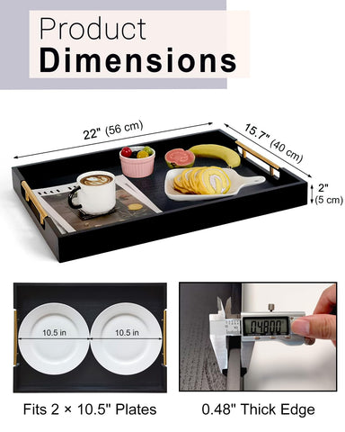 OurMiao extra-large wooden serving tray ideal for gatherings