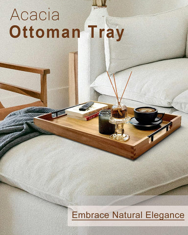 OurMiao large ottoman tray enhances style on the coffee table.