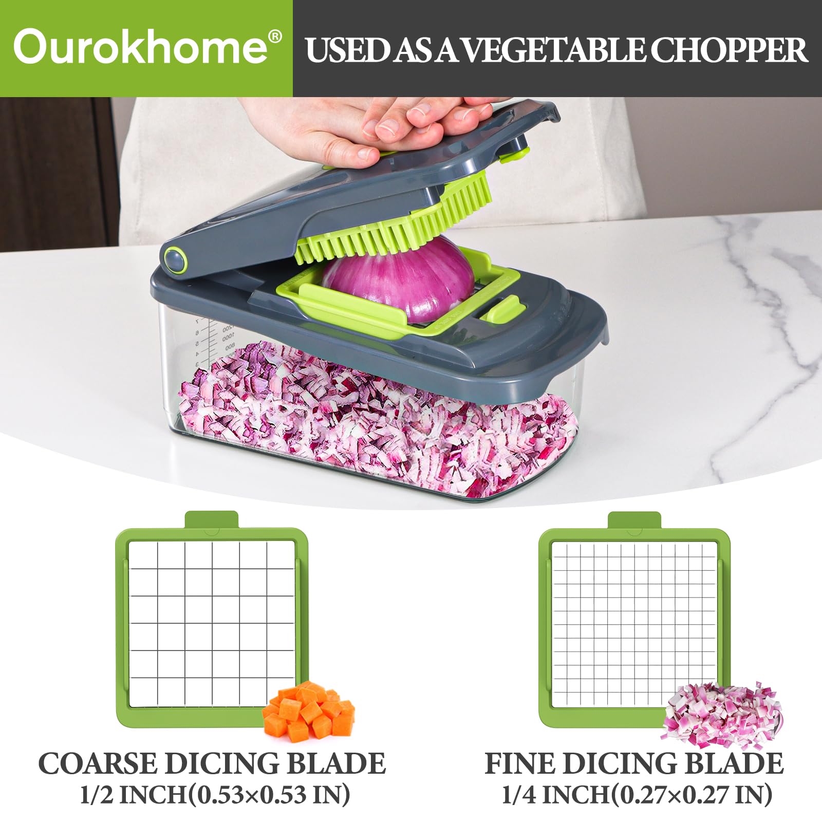 Ourokhome 8-in-1 blades offer versatile slicing, dicing, and shredding options.