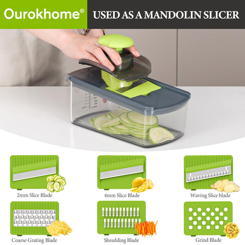Ourokhome dice blade produces uniform cubes for even, fast prep.