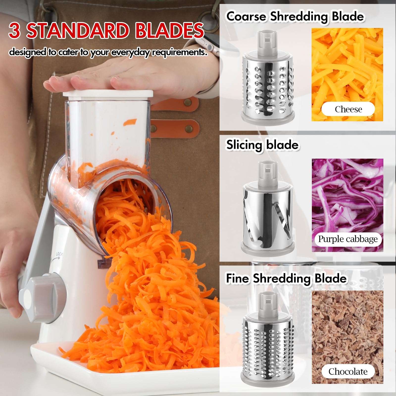 Ourokhome cheese grater coarse shredding blade for larger cheese shreds and vegetables.