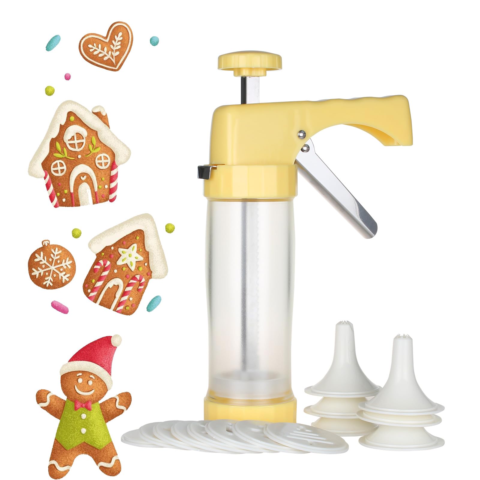 Ourokhome cookie press with 16 discs for versatile shapes.