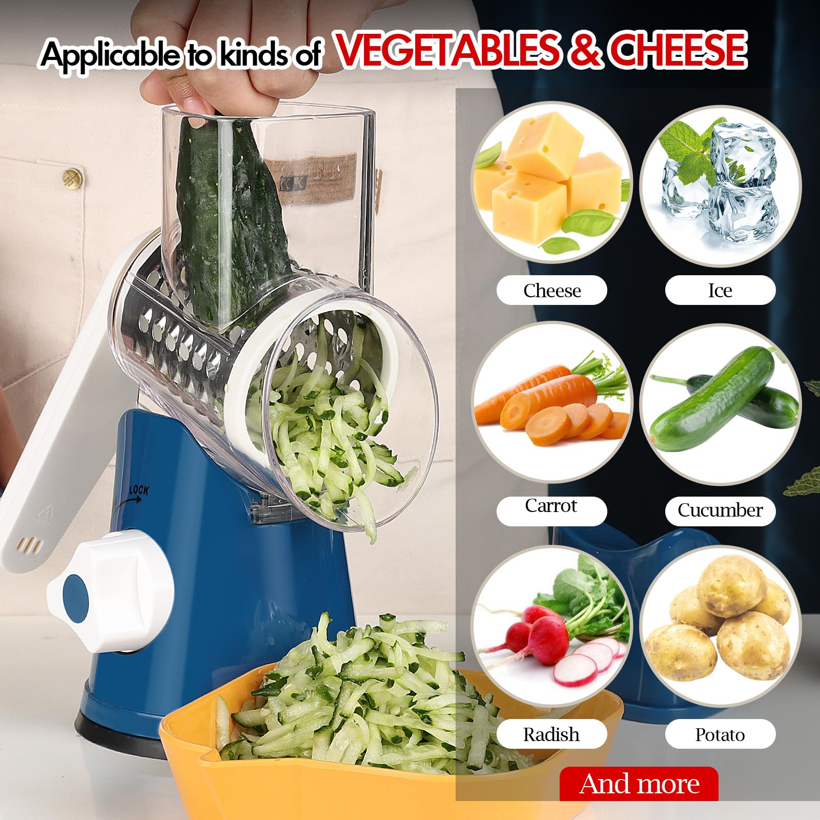 Five blade system of Ourokhome rotary grater illustrated