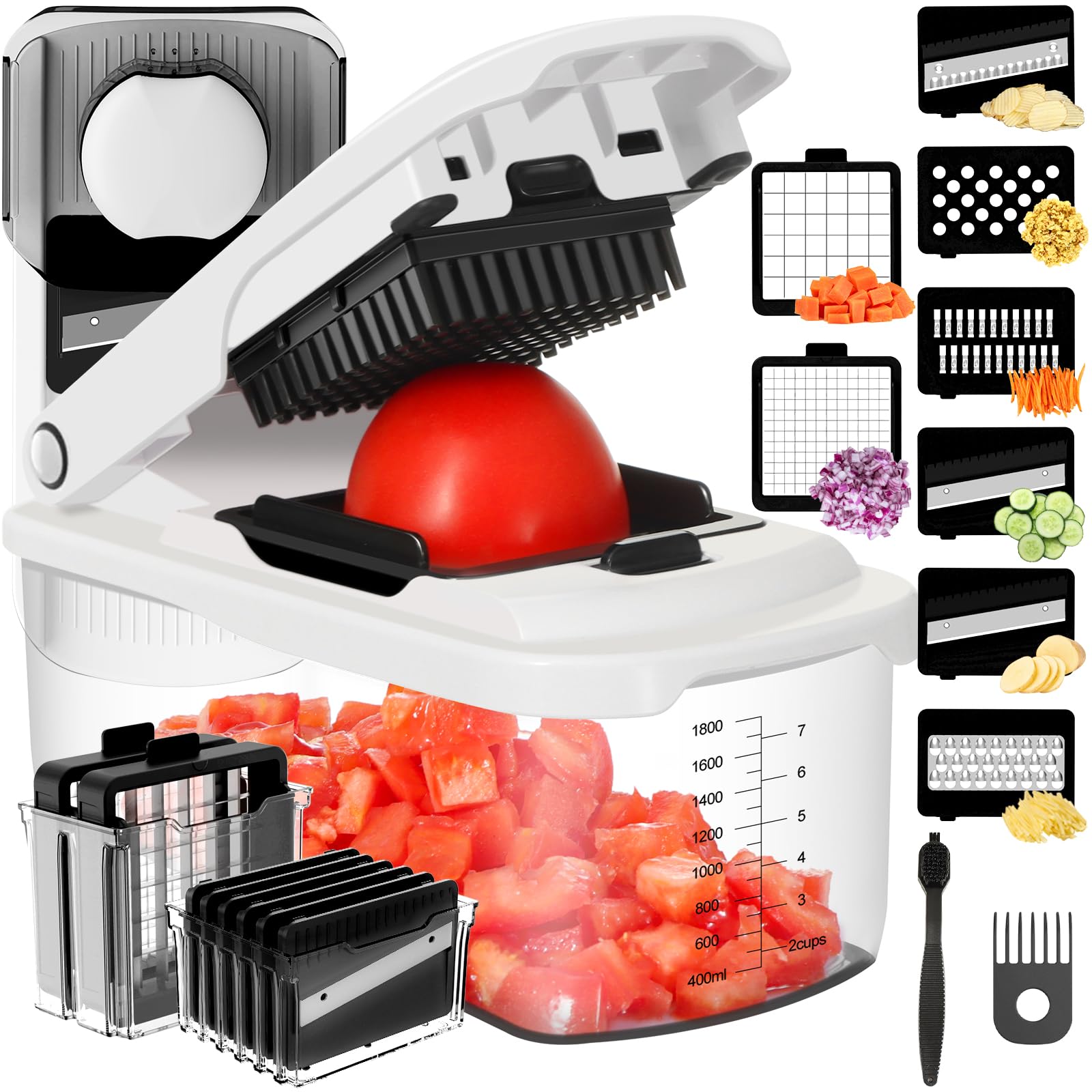 Ourokhome food chopper container with measurement scale for precise ingredient prep