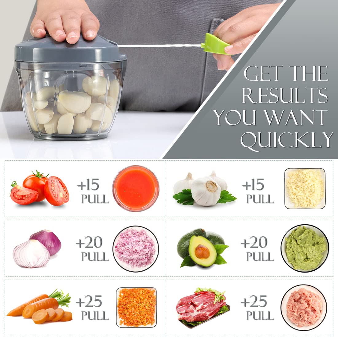 Ourokhome garlic mincer with 425 stainless steel blades for sharp garlic chopping.