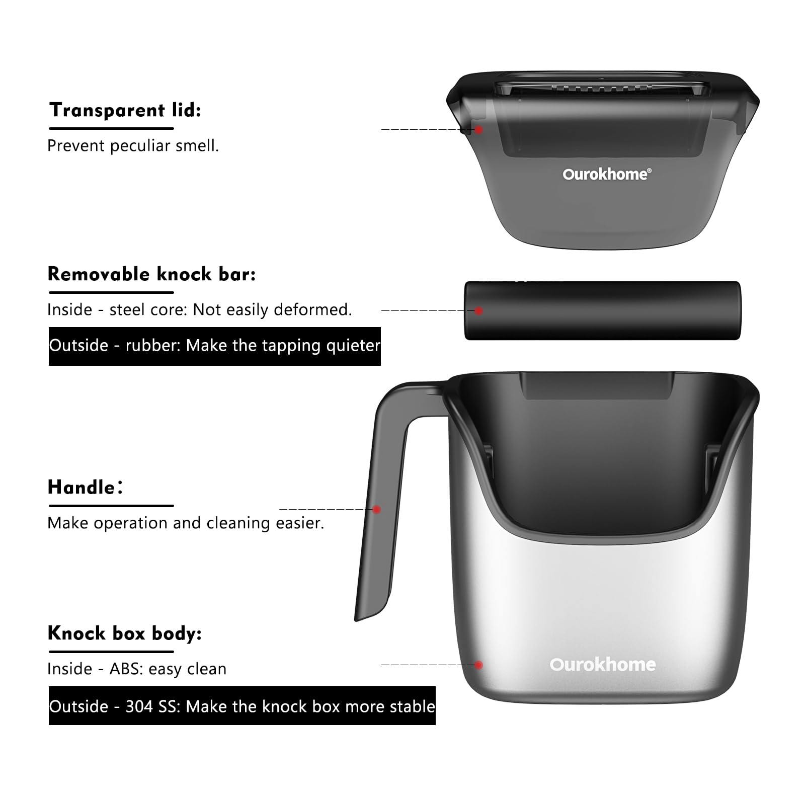 Ourokhome knock bar removable for easy cleaning after use.