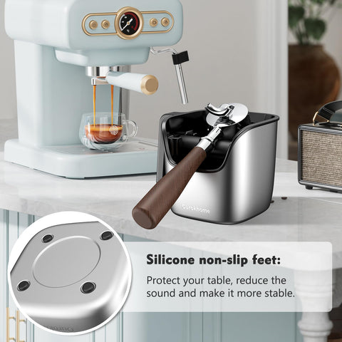 Ourokhome knock box wrap around design reduces splashes during knocking.