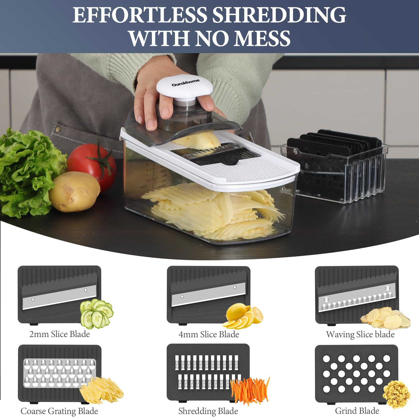 Ourokhome mandolin slicer attachments for even uniform cuts