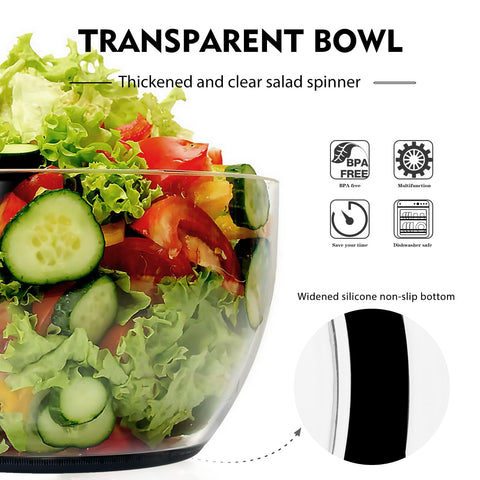 Ourokhome Salad Spinner foldable pump handle for compact storage.