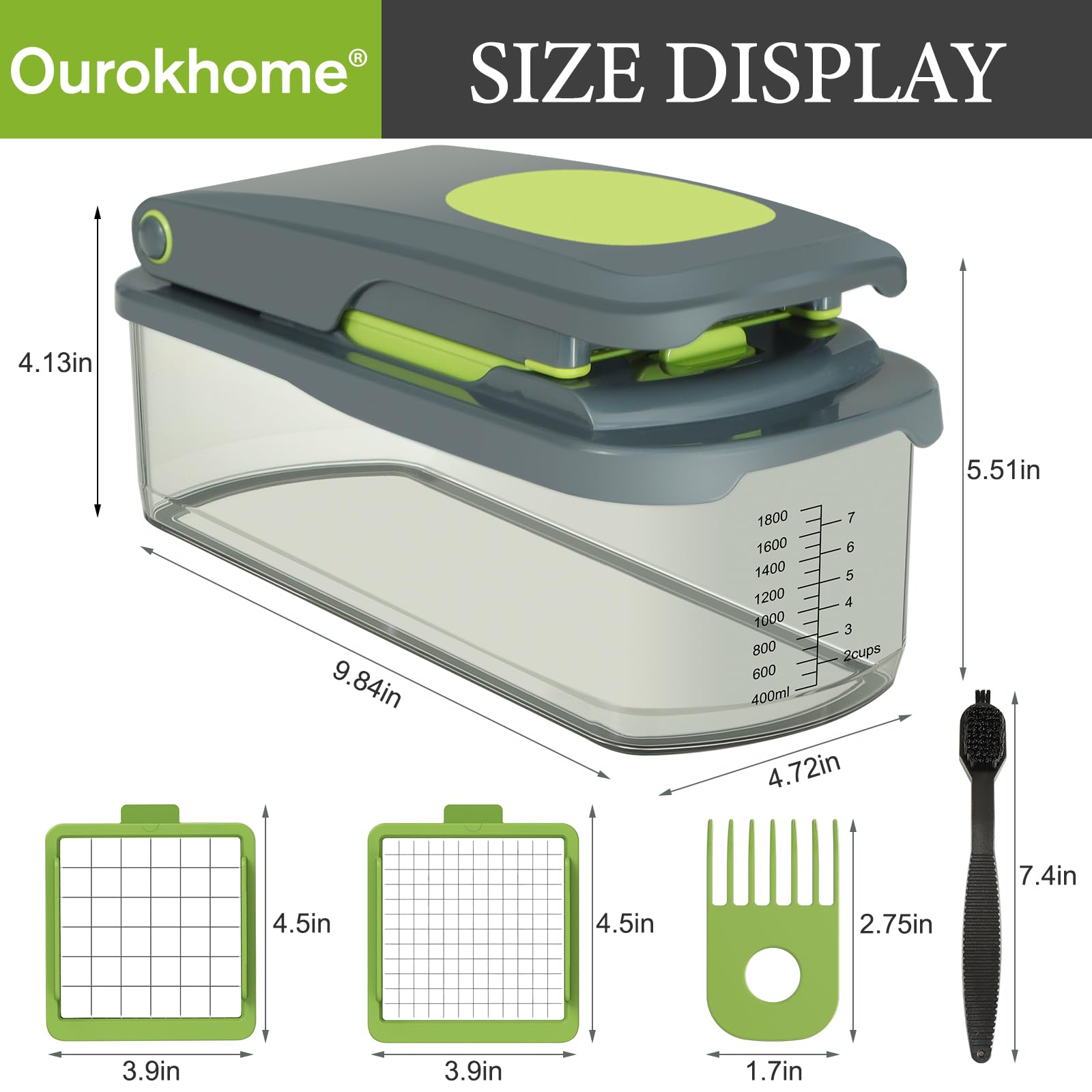 Top rack dishwasher-safe blades simplify cleanup after use.
