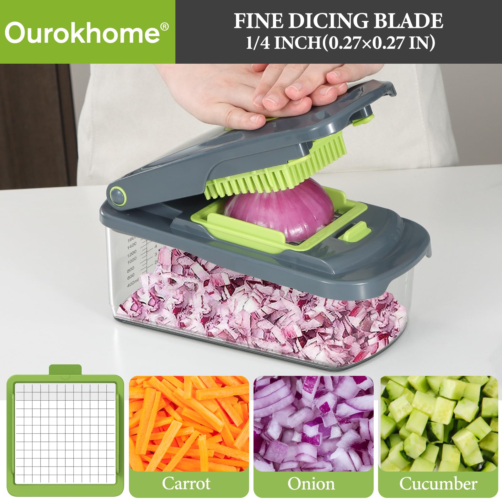 Detachable pusher makes cleaning easier after chopping with Ourokhome.