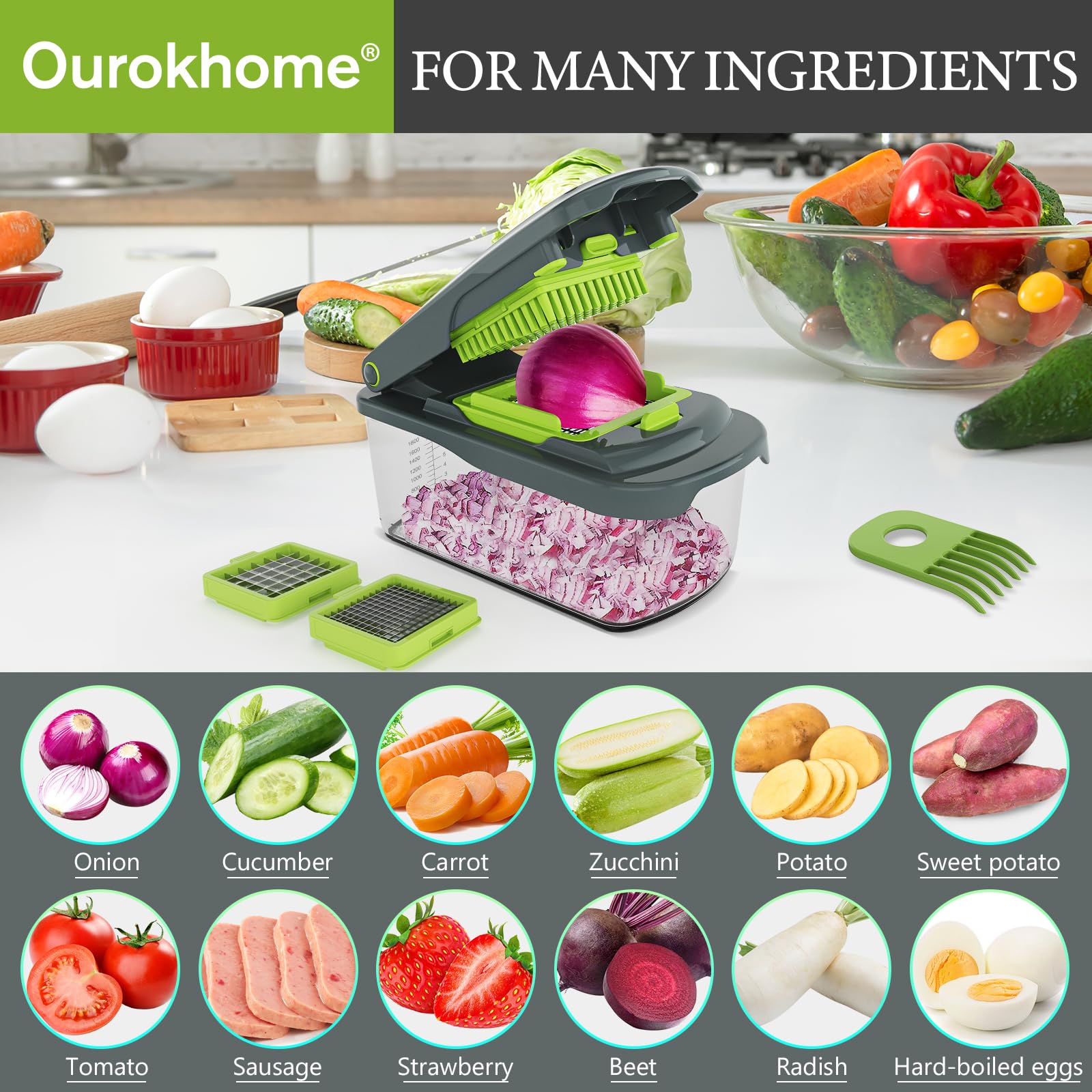 Sleek gray 2-in-1 design fits any kitchen aesthetic.