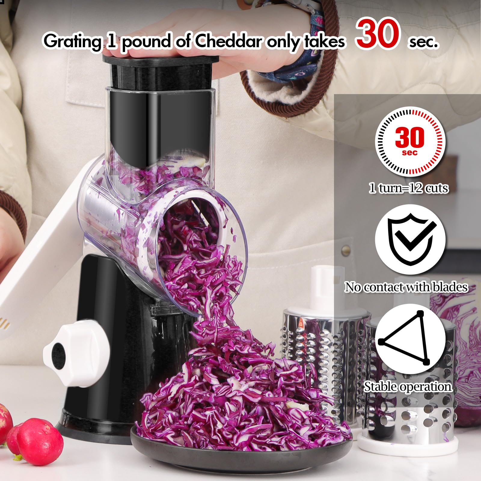 Ourokhome vegetable grate closeup, perfect for carrots and potatoes.