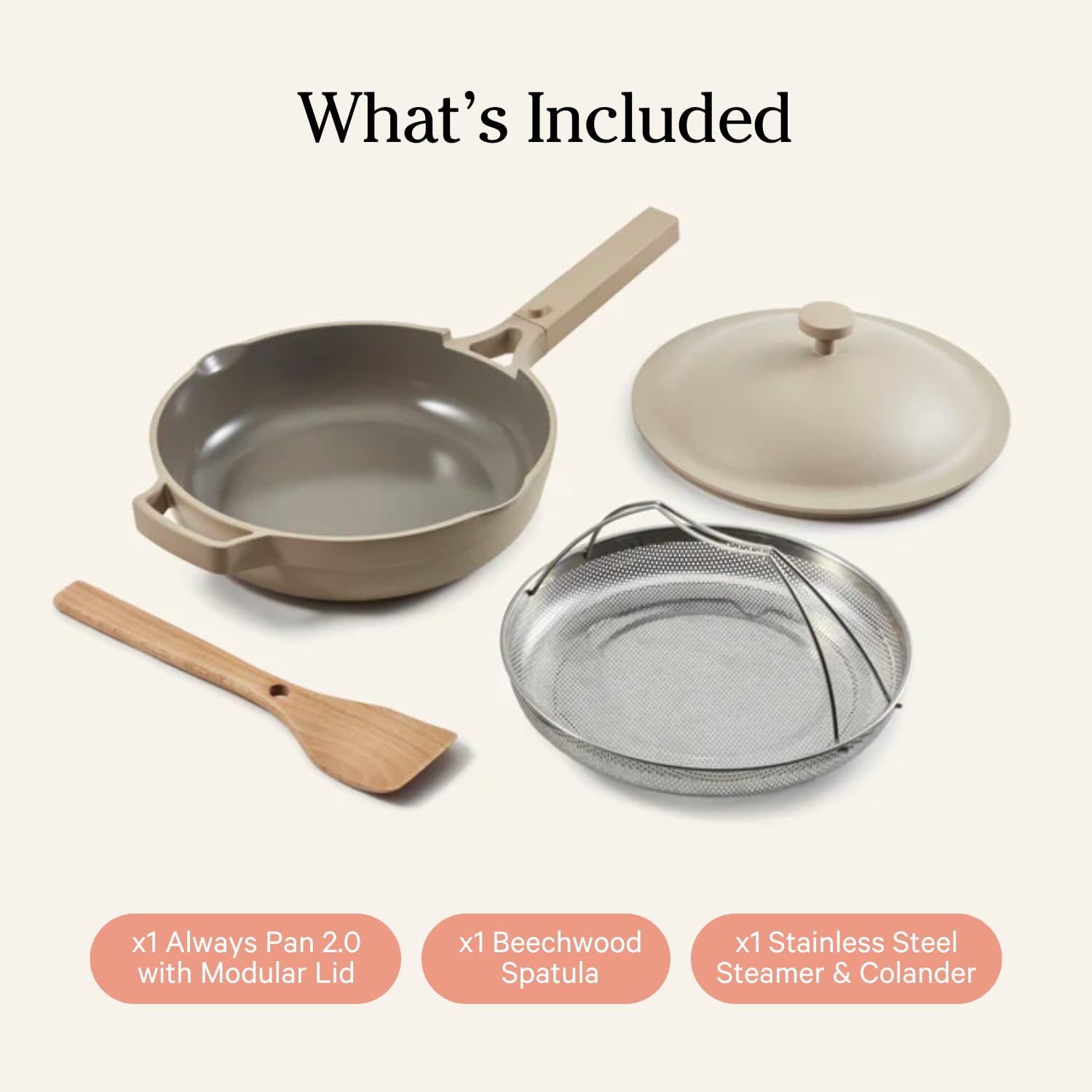 Our Place Always Pan 2.0 nesting spatula fits perfectly for one pan cooking.