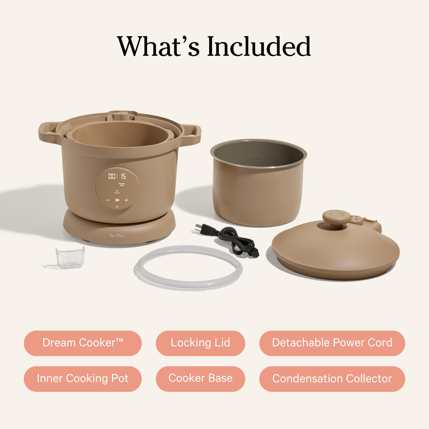 Our Place Dream Cooker on a stylish counter with a compact footprint.