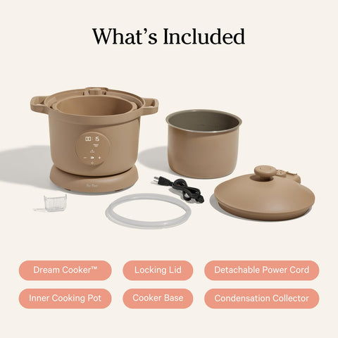 Our Place Dream Cooker on a stylish counter with a compact footprint.