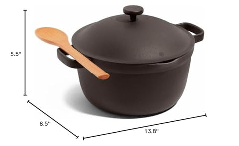 Our Place Perfect Pot includes a beechwood spoon for two-tone use.