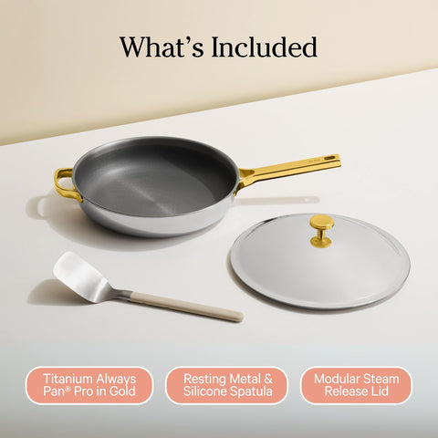 Our Place Titanium Always Pan Pro oven-safe shot demonstrates durability up to 750°F