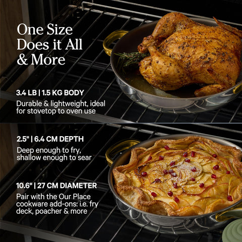 Our Place Titanium Always Pan Pro included spatula ready for immediate use