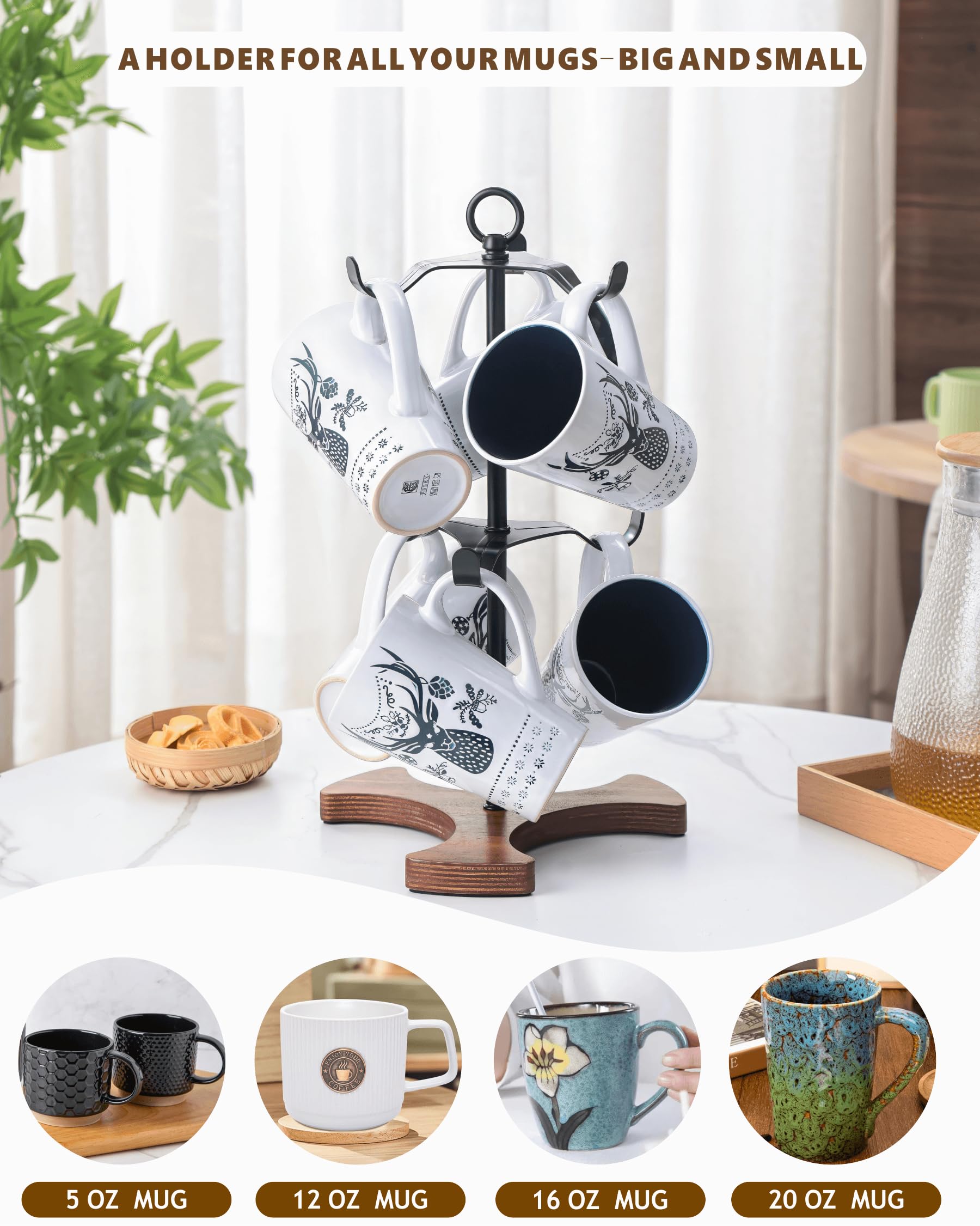 Ouseen mug tree top ring handle allows easy lifting and relocation
