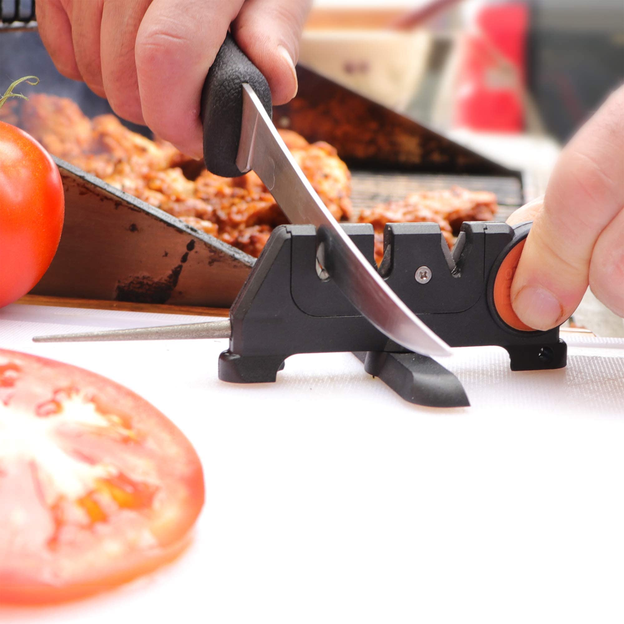 Outdoor Edge Edge-X Pro folding X-Base provides stability during sharpening.