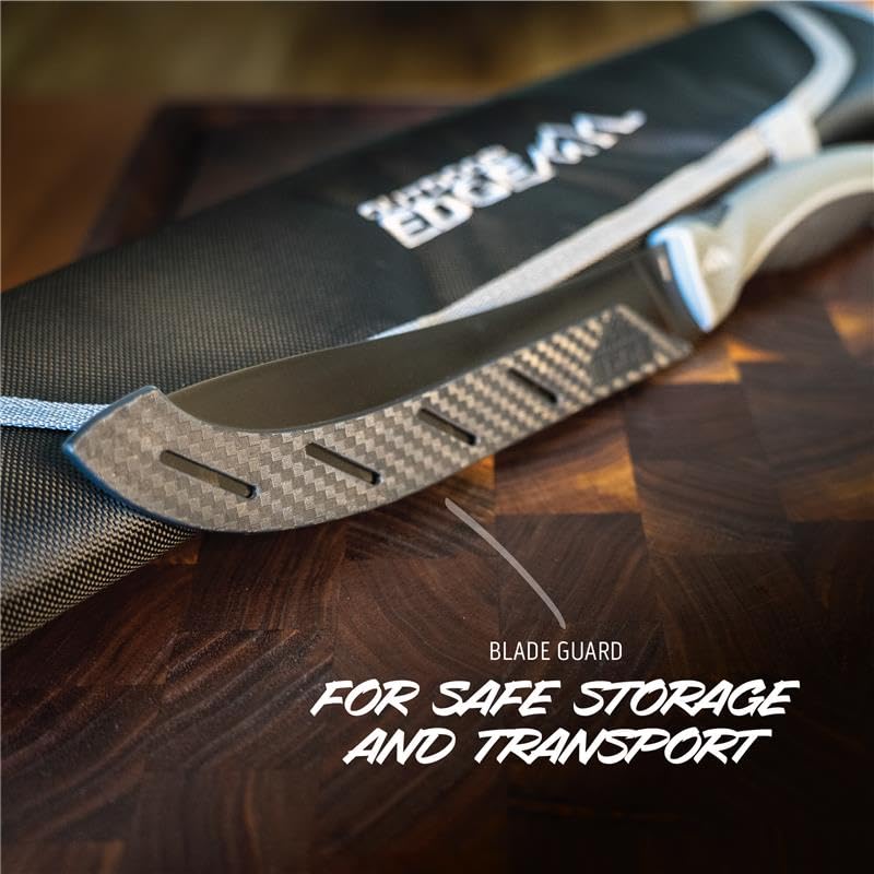 OUTDOOR EDGE ErgoMax butcher knife with full-tang balance for control.