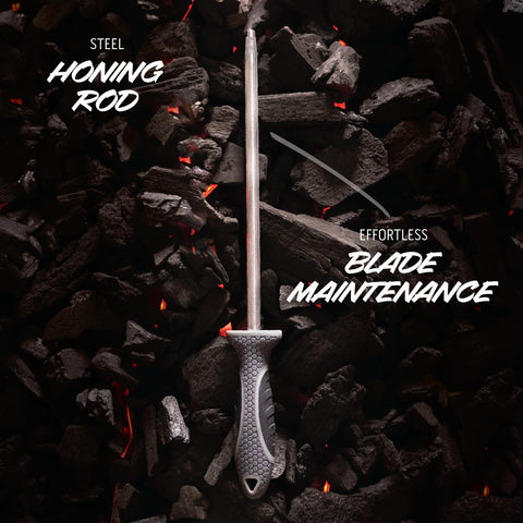 OUTDOOR EDGE ErgoMax honing rod keeps blades sharp on the go.