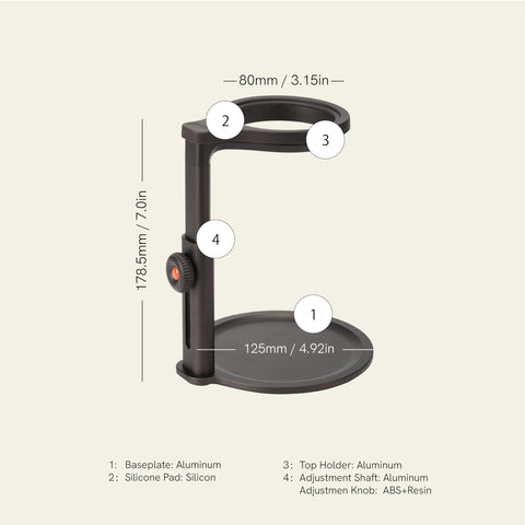 OutIn Easy assembly coffee stand ready for quick setup and disassembly.