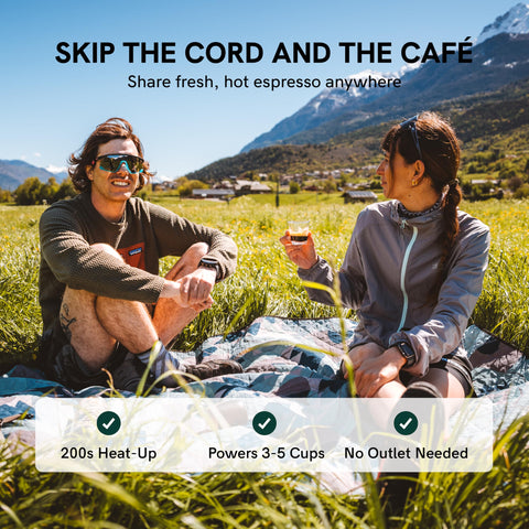 OutIn Nano ground coffee or NS capsule compatibility broadens your brewing options.