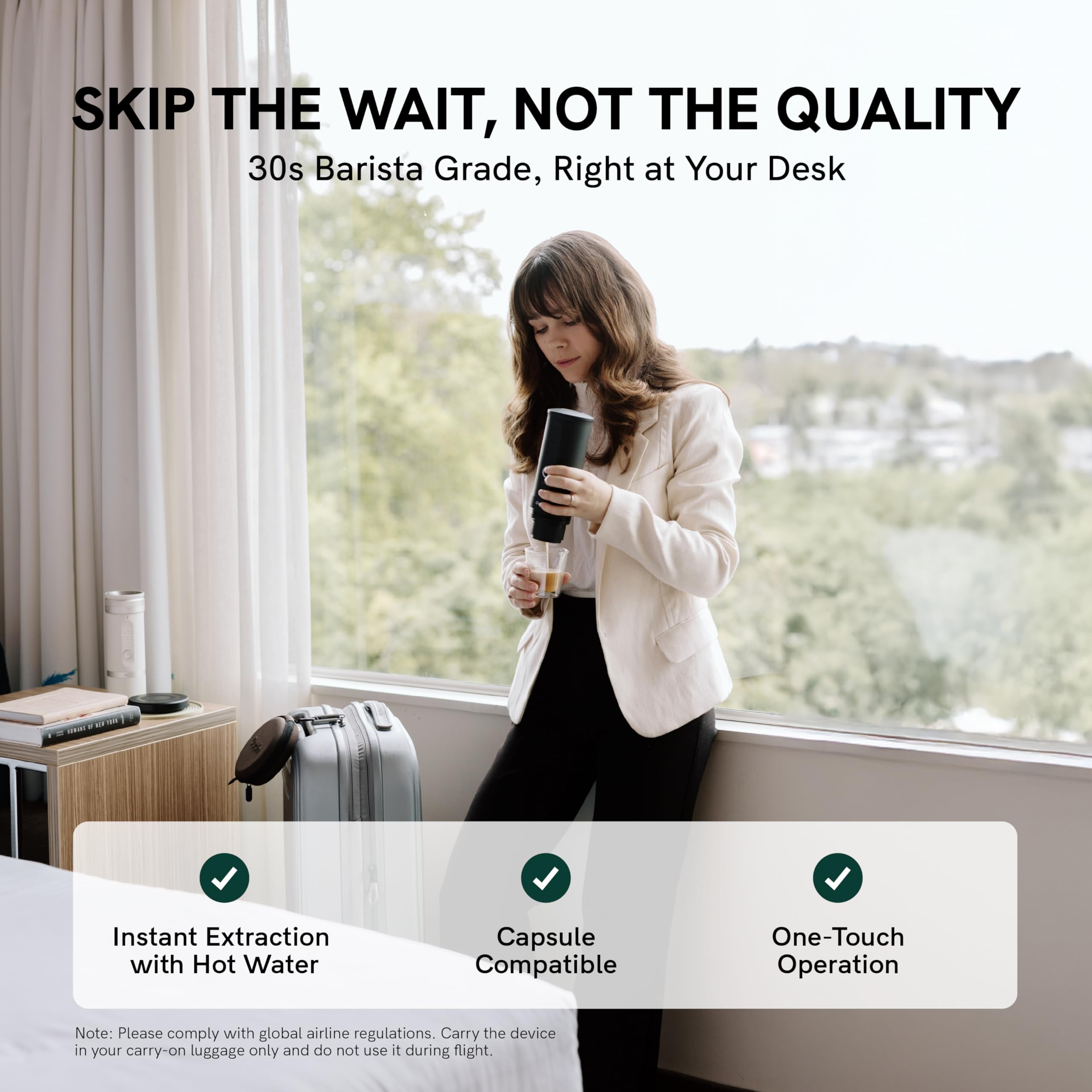 OutIn Nano one-button operation for fast, simple espresso.