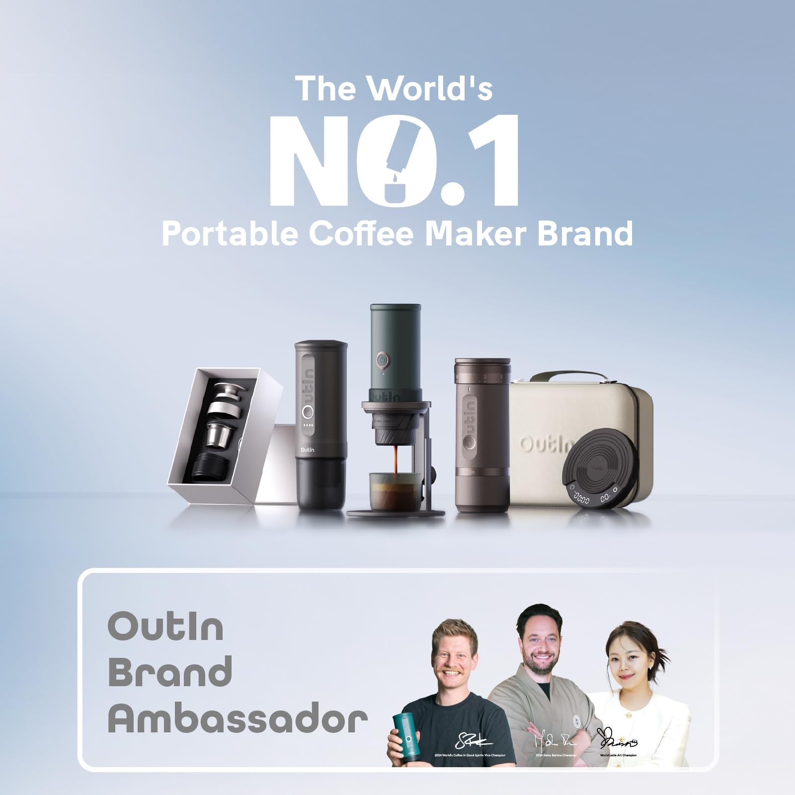 Sturdy exterior of OutIn bag protects a nano espresso machine.