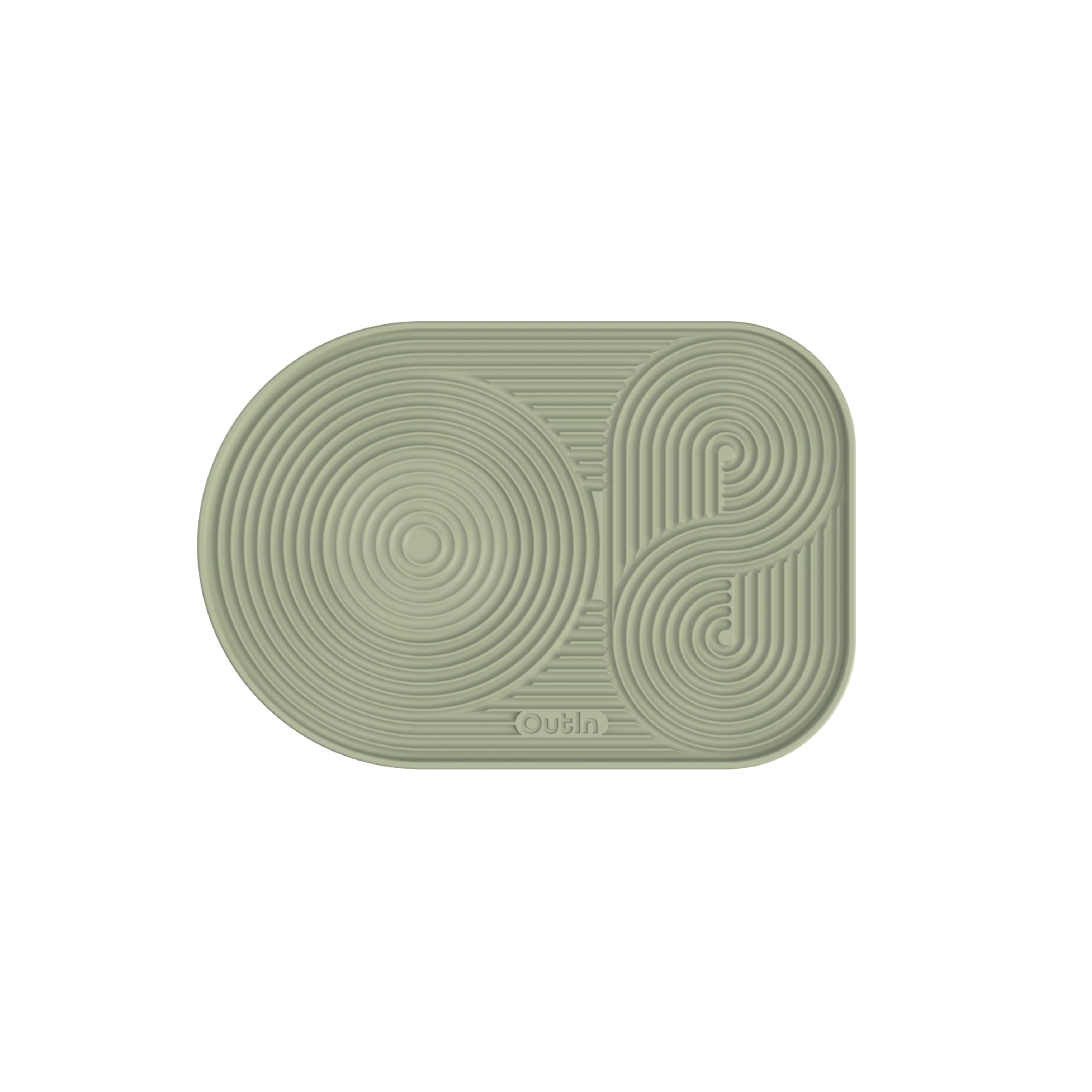 OutIn silicone coffee mat foldable green, easy storage for compact counters.